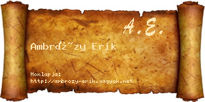 Ambrózy Erik névjegykártya